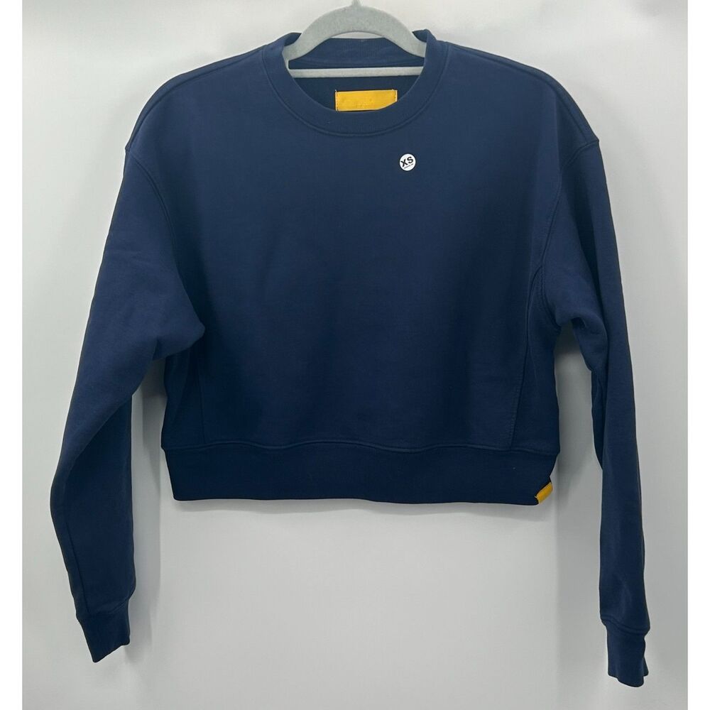 Yellow Label Co. Cropped Crewneck Sweatshirt Navy Blue Boxy Oversized Women’s XS